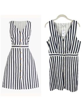 J Crew Shirt Dress Womens 10 Linen Blend Nautical Button Down Coastal Preppy NWT